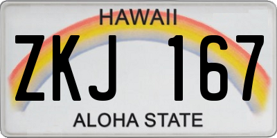 HI license plate ZKJ167
