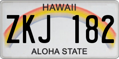 HI license plate ZKJ182