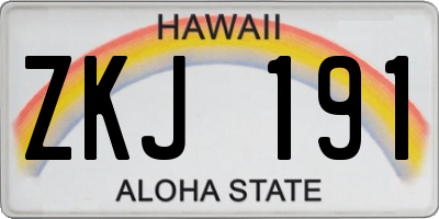 HI license plate ZKJ191