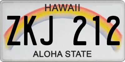 HI license plate ZKJ212