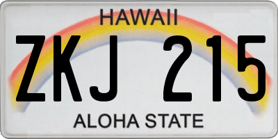 HI license plate ZKJ215