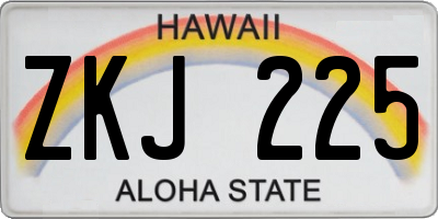 HI license plate ZKJ225