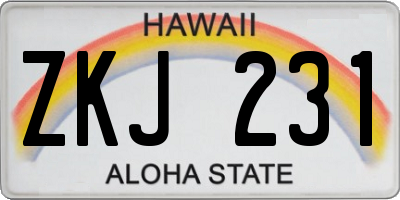 HI license plate ZKJ231