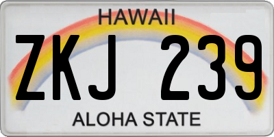 HI license plate ZKJ239