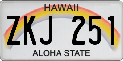 HI license plate ZKJ251