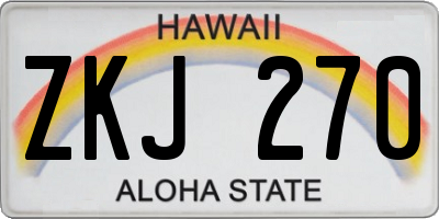 HI license plate ZKJ270