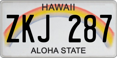 HI license plate ZKJ287