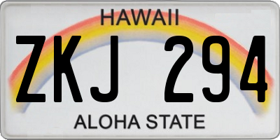 HI license plate ZKJ294