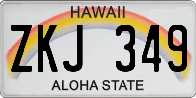 HI license plate ZKJ349