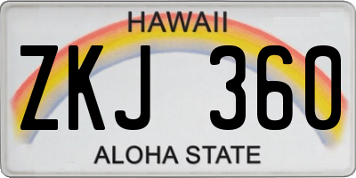 HI license plate ZKJ360