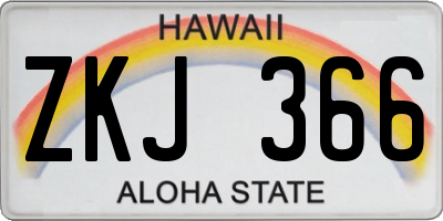 HI license plate ZKJ366