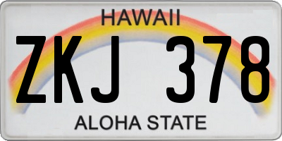 HI license plate ZKJ378