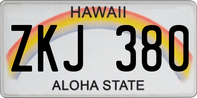 HI license plate ZKJ380