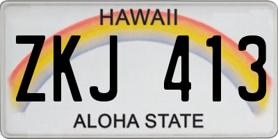 HI license plate ZKJ413