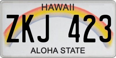 HI license plate ZKJ423