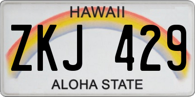 HI license plate ZKJ429