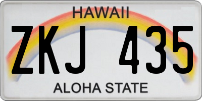 HI license plate ZKJ435