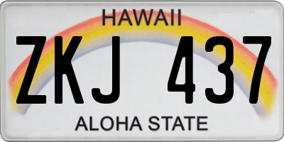 HI license plate ZKJ437