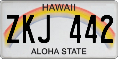 HI license plate ZKJ442
