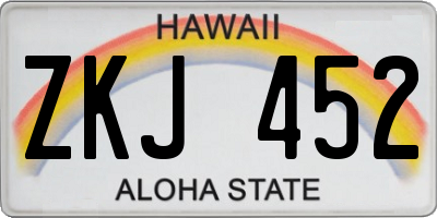 HI license plate ZKJ452