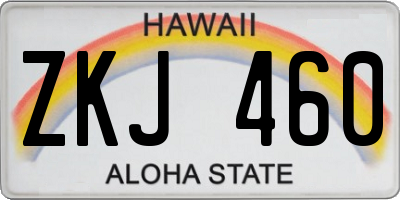 HI license plate ZKJ460