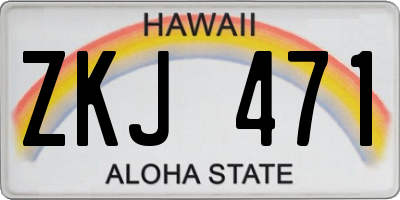 HI license plate ZKJ471