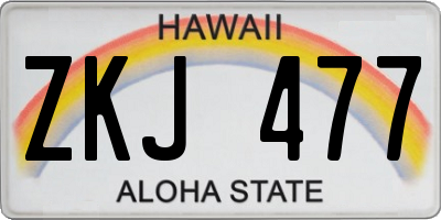 HI license plate ZKJ477