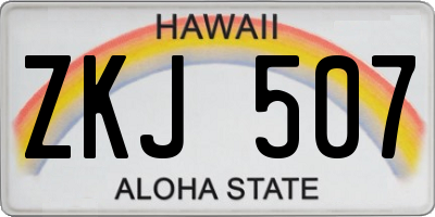 HI license plate ZKJ507