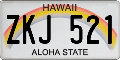 HI license plate ZKJ521
