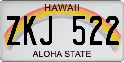 HI license plate ZKJ522