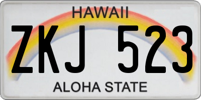 HI license plate ZKJ523