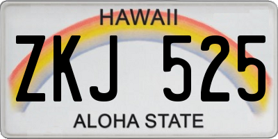 HI license plate ZKJ525