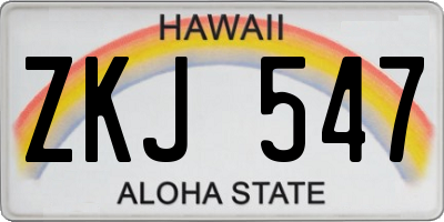 HI license plate ZKJ547