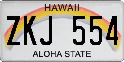 HI license plate ZKJ554