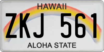 HI license plate ZKJ561