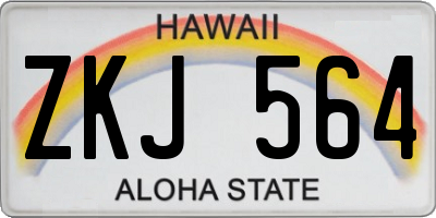 HI license plate ZKJ564