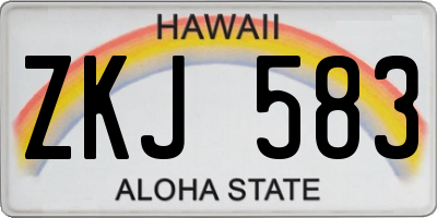 HI license plate ZKJ583