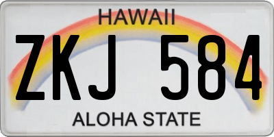 HI license plate ZKJ584