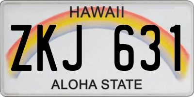HI license plate ZKJ631