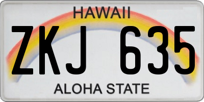 HI license plate ZKJ635
