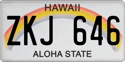HI license plate ZKJ646