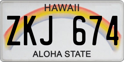 HI license plate ZKJ674