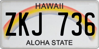 HI license plate ZKJ736