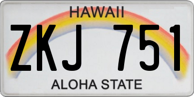 HI license plate ZKJ751