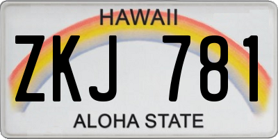 HI license plate ZKJ781