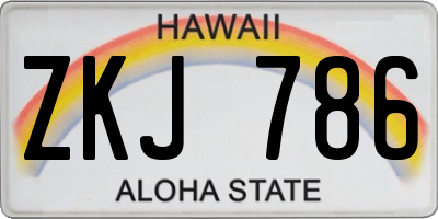 HI license plate ZKJ786
