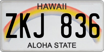 HI license plate ZKJ836