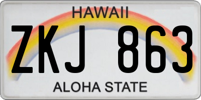 HI license plate ZKJ863
