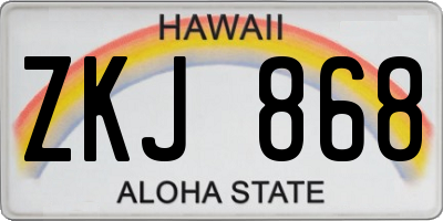 HI license plate ZKJ868