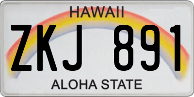 HI license plate ZKJ891